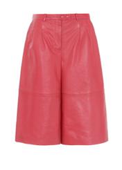 Pink leather short pants for women SPODS-0027-1157(Z21)-03