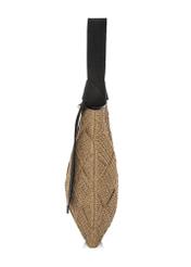 Beżowa torebka damska z naturalnego włókna TOREC-1039-1E(W26) - widok produktu z boku, na białym tle. 