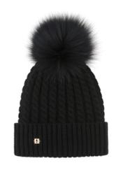 Czarna czapka damska z pomponem CZADT-0158-99(Z23)