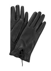 Skórzane rękawiczki damskie z wiązaniem REKDS-0021-99(Z23)