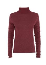 Maroon women's blouse with half turtleneck BLUDT-0111-49(Z20)-02