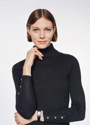 Black midi dress with turtleneck SUKDT-0205-99(Z24)-03