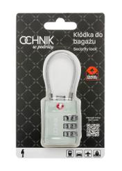 Szałwiowa szyfrowa kłódka TSA AW-015-0007-8F(W26), widok produktu z przodu w opakowaniu.