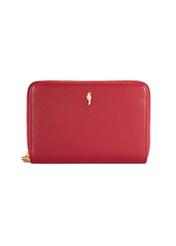 Czerwony średni skórzany portfel damski PORES-0992-4C(W26), widok produktu od przodu na białym tle.