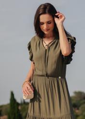 Długa sukienka w kolorze khaki SUKDT-0187-54(W25)
