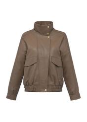 Women's leather jacket in dark beige KURDS-0488-2365(Z24)-03