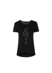 Czarny T-shirt damski z aplikacją TSHDT-0034-99(W19)