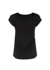 Czarny T-shirt damski z białą wilgą TSHDT-0051-99(Z20)