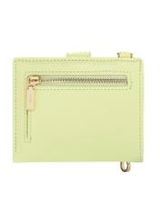 Mały jasnożółty portfel damski POREC-0430-2A(W26), widok produktu z tyłu na białym tle.