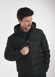 Black men's quilted jacket with hood KURMT-0339-99(Z24)-02