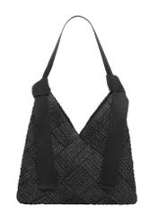 Czarna torebka damska z naturalnego włókna TOREC-1039-99(W26), widok produktu z przodu na białym tle.