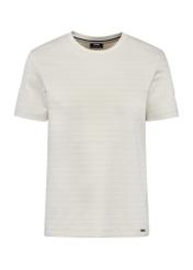 Kremowy T-shirt męski z bawełny TSHMT-0119-80(W25)-05