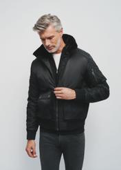 Black men's jacket with fur collar KURMT-0350-99(Z24) pic. 1