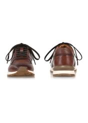 Brown leather men's sneakers BUTYM-0480-88(Z24)-04