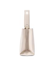 Skórzana kremowa torebka kuferek TORES-1270-0B(W26), widok produktu z boku na białym tle.