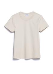 Beżowy bawełniany T-shirt damski TSHDT-0144-80(Z25), widok produktu z przodu na białym tle.