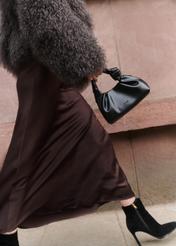 Czekoladowa długa spódnica damska SPCDT-0117-90(Z25)