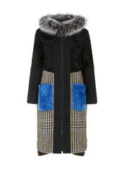 Kożuch damski w kratkę KOZDS-0055-1306(Z22)-05