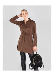 Women's long brown shirt BLUDT-0116-89(Z20)-01