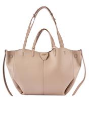 Beżowa duża torebka shopper TOREC-1201-1B(W26) - widok produktu z przodu, na białym tle. 