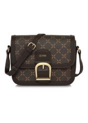 Brązowa listonoszka z monogramem TOREC-0982A-89(Z25) - widok produktu z przodu na białym tle.