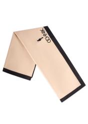 Beżowa apaszka damska SZADT-0187-1B(W26) - widok produktu z przodu, na białym tle.