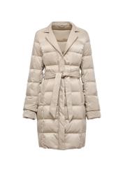 Beige women's winter jacket with trim KURDT-0277-81(Z24)-03