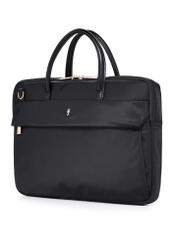 Czarna damska torba na laptopa TOREN-0344-99(W26), widok produktu skosem na białym tle.