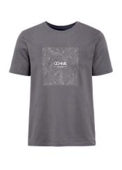 Szary T-shirt męski z nadrukiem TSHMT-0127-96(W25), widok produktu z przodu na białym tle.