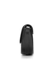 Czarna półokrągła listonoszka damska TOREC-1127-99(W26), widok produktu z boku na białym tle.