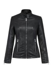 Women's black leather jacket KURDS-0385-5471(Z24)-04