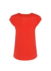 Czerwony T-shirt damski ze srebrną wilgą TSHDT-0051-42(W20)