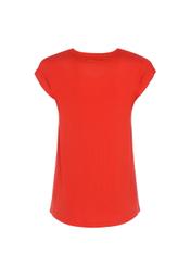 Czerwony T-shirt damski ze srebrną wilgą TSHDT-0051-42(W20)-02