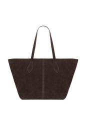 Brązowa torebka damska typu shopper TORES-1407-1I(Z26) - widok produktu z tyłu, na białym tle.