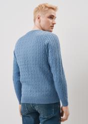 Bawełniany niebieski sweter męski SWEMT-0134-62(Z23)