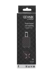 Brązowy pokrowiec na małą walizkę AW-013-0006-1P-S(W26), widok produktu z przodu w opakowaniu.