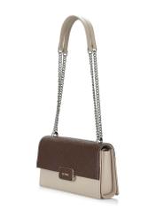 Cream and brown medium women's bag TOREC-0984-15(Z24)-02