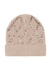 Beżowa czapka zimowa damska CZADT-0155-81(Z23)