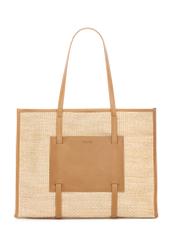 Duża słomkowa torebka damska TOREC-1224-1E(W26) - widok produktu z przodu, na białym tle. 