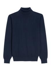 Sweter męski z golfem w kolorze granatowym SWEMT-0095B-7E(Z26), widok produktu z przodu na białym tle.