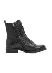 Skórzane botki damskie BUTYD-1200-99(Z25), widok produktu z boku na białym tle.