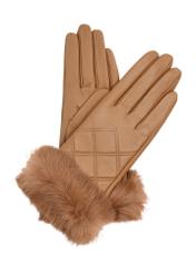 Skórzane rękawiczki damskie z futerkiem REKDS-0071-24(Z23)