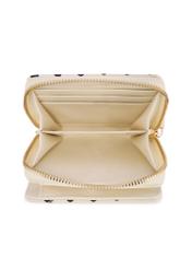 Mały beżowy portfel damski z logo POREC-0366-0P(W26) - widok produktu z góry, na białym tle.