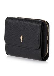 Czarny skórzany portfel damski z ochroną RFID PORES-0817RFID-99(W24)