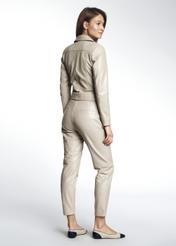 Spodnie skórzane kremowe damskie SPODS-0022-1114(W22)