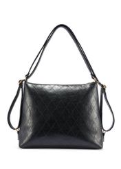 Czarny skórzany pasek damski PASDS-0342-99(W26) - widok produktu z tyłu, na białym tle.