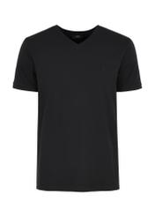 Czarny basic T-shirt męski z logo TSHMT-0088-99(W24)