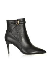 Black leather ankle boots with a high heel BUTYD-1123-99(Z24)-02