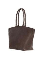 Brązowa skórzana torebka damska typu shopper TORES-1380-1H(Z26), widok produktu skosem na białym tle.
