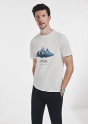 Cream men's t-shirt with print TSHMT-0112-12(Z24)-02